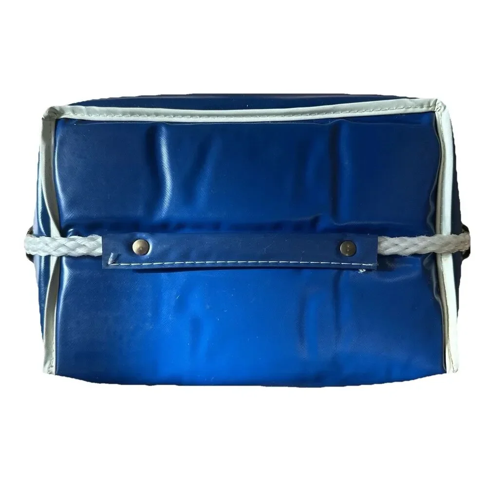 Vtg Vinyl Cooler/Ice Chest Nautical Blue Rope Sailboat Coastal Zip Prepac Inc.